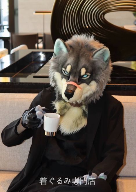 狼　犬　猫　着ぐるみ ヘッド全頭　ヘッド ケモノ ファースーツ ぬいぐるみ コスプレ コスチューム Kurumi 一点物 C28