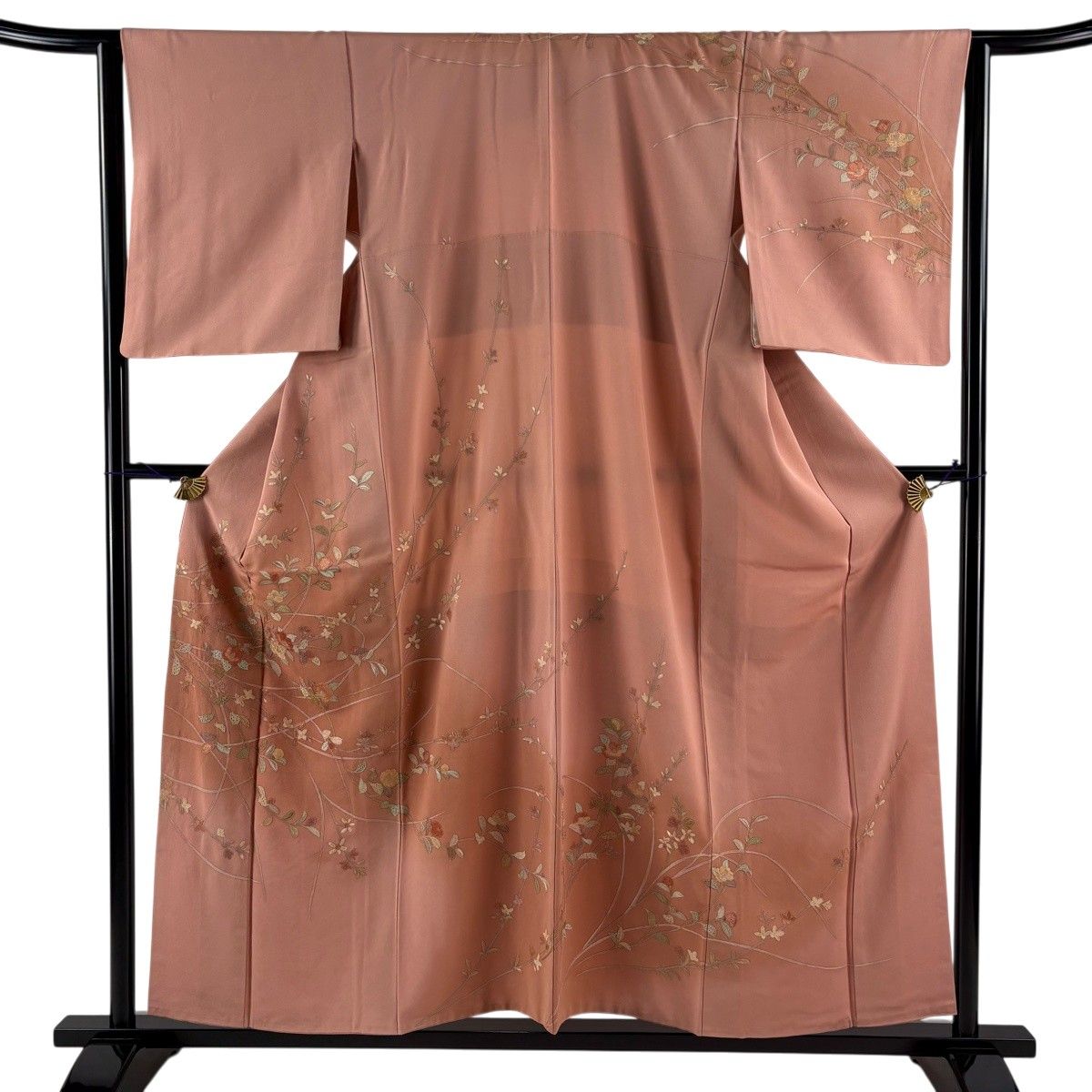 訪問着 身丈156.5cm 裄丈64cm M 袷 ますいわ屋 枝花 刺繍 ぼかし ピンク 正絹 名品 【中古】 11,850円