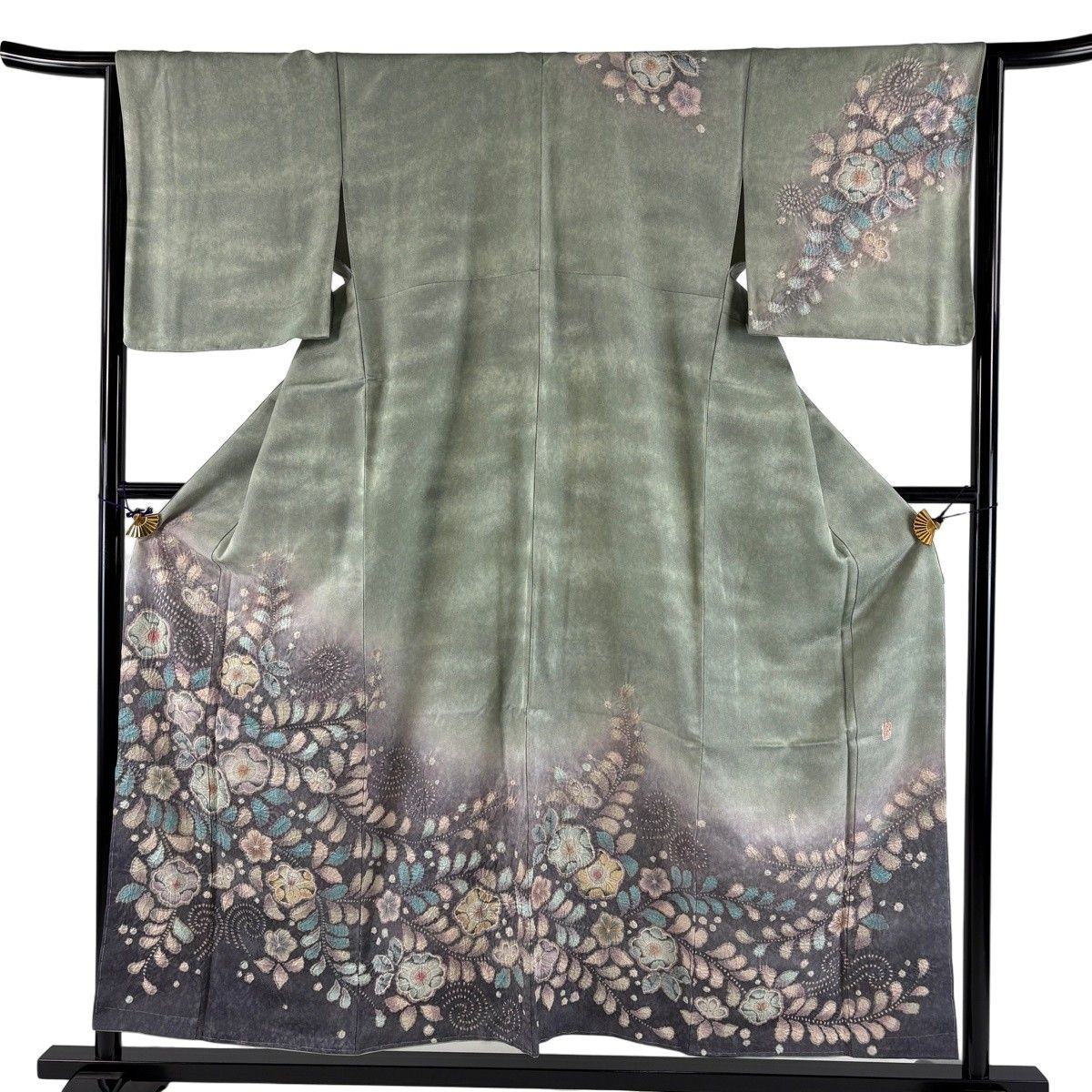 美品】 訪問着 身丈155cm 裄丈65cm M 袷 翠山工房 落款 辻が花 銀通し