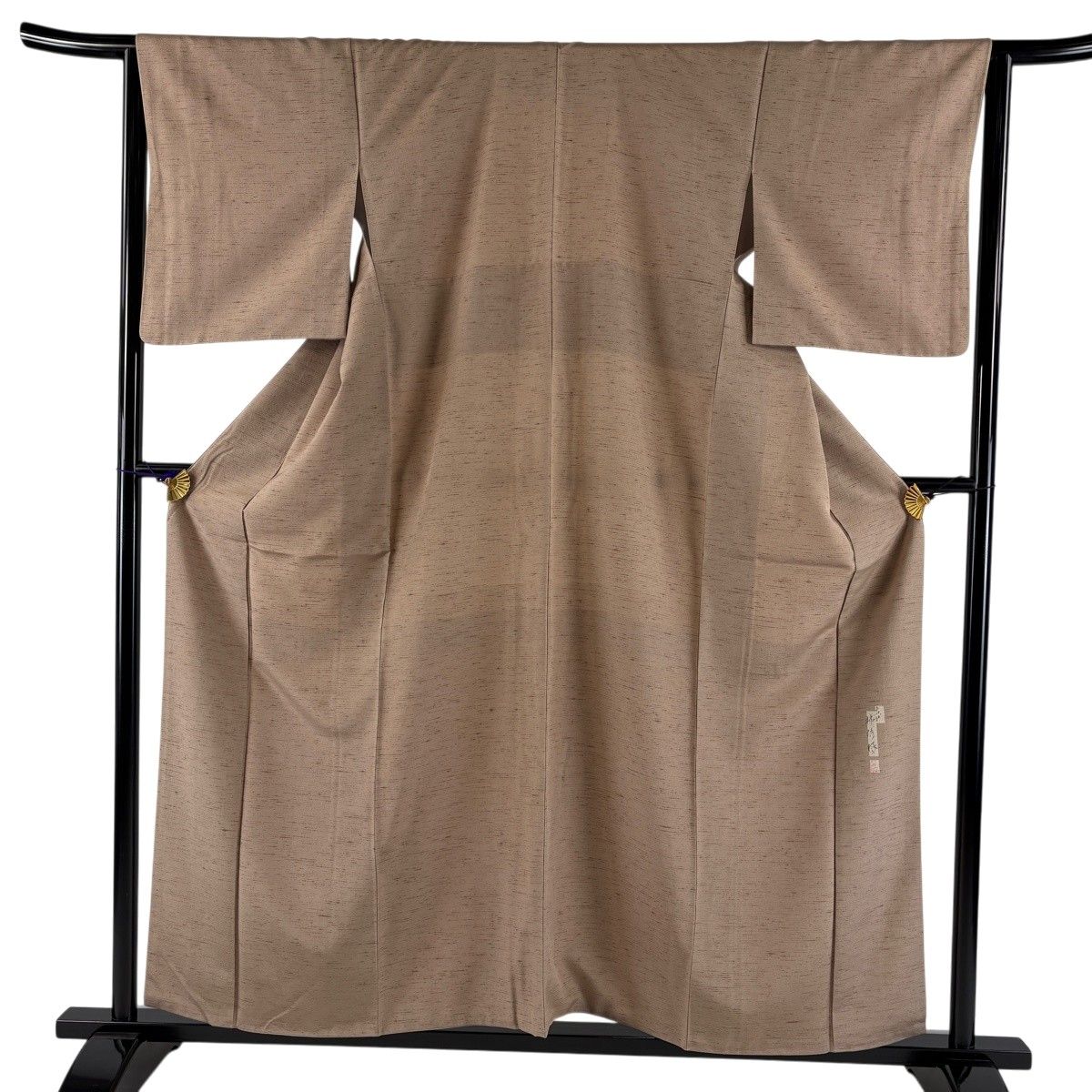 【美品】 紬 身丈157.5cm 裄丈64.5cm M 袷 落款 縞 薄茶色 正絹 名品 【中古】 12,166円