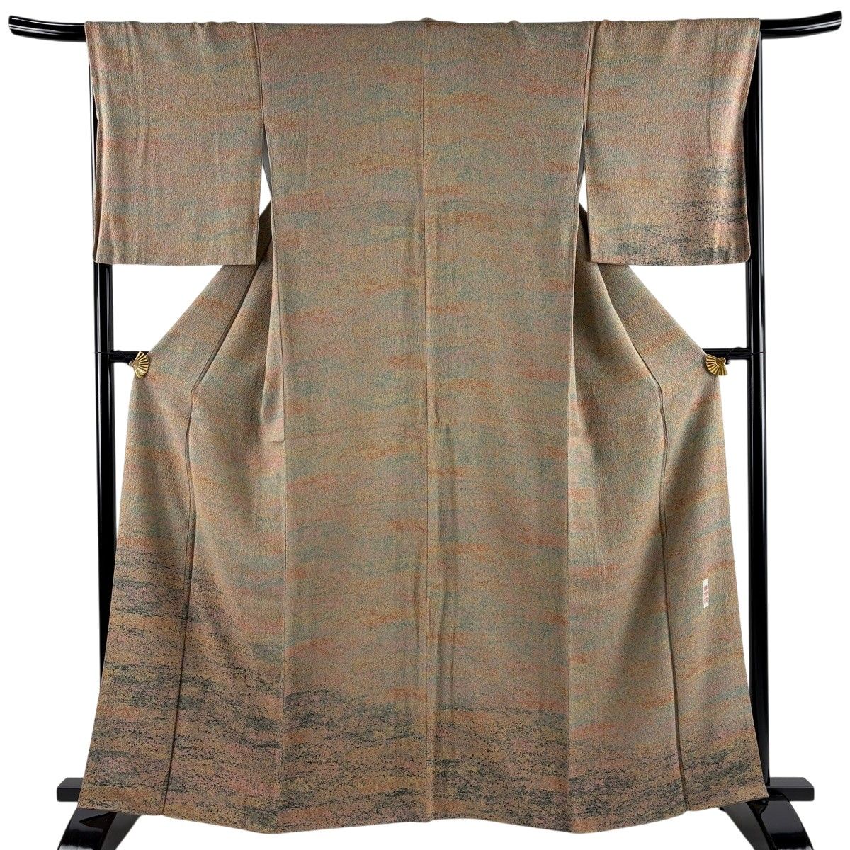 美品】 付下げ 身丈161cm 裄丈68cm L 袷 陶彩染 幾何学 灰茶 正絹 秀品