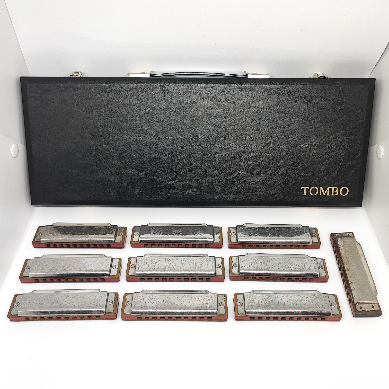 26051508 TOMBO ハーモニカケース S.Mano Folk Blues M.HOHNER Blues