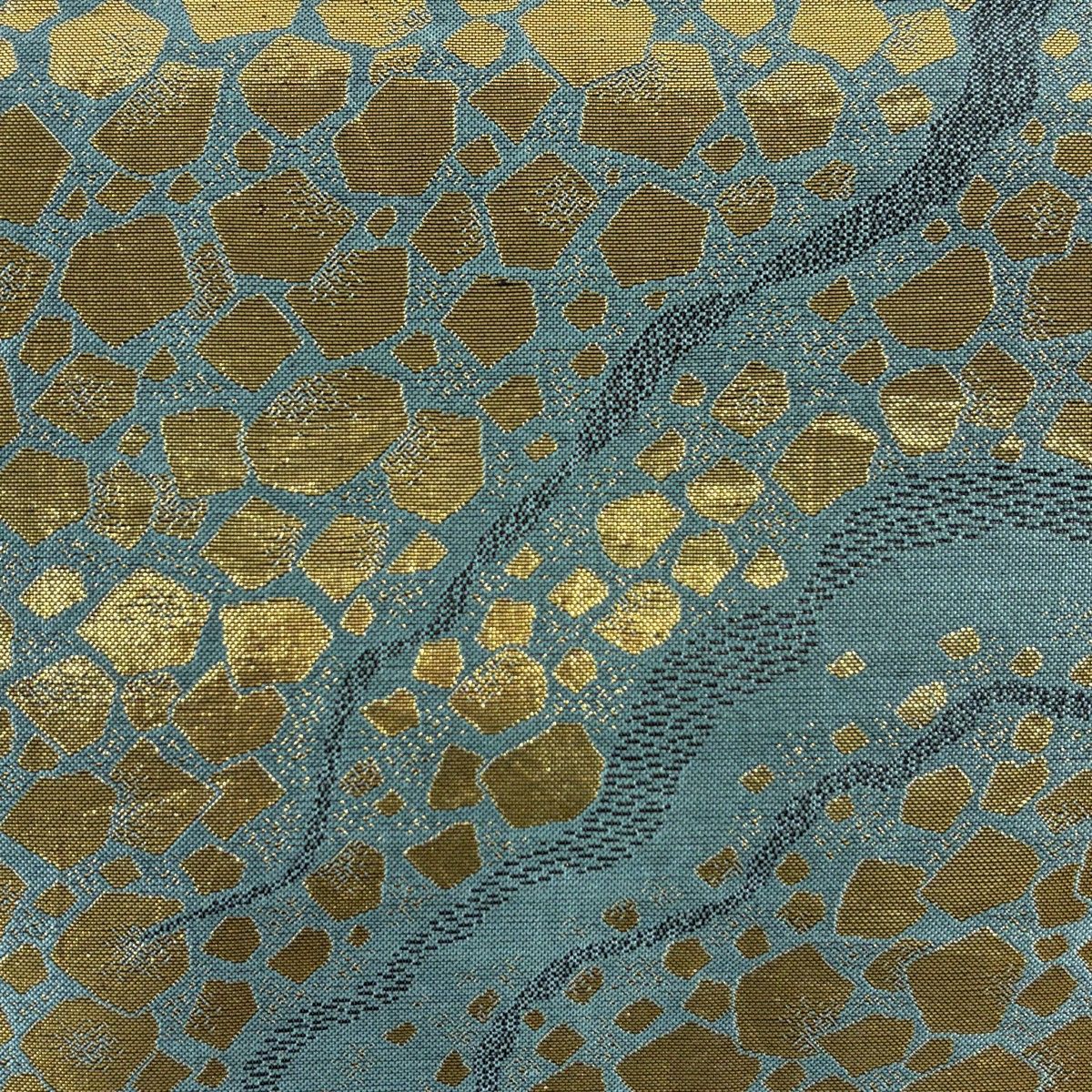 袋帯 秀品 幾何学模様 箔 青緑 六通 正絹 【中古】 - メルカリ