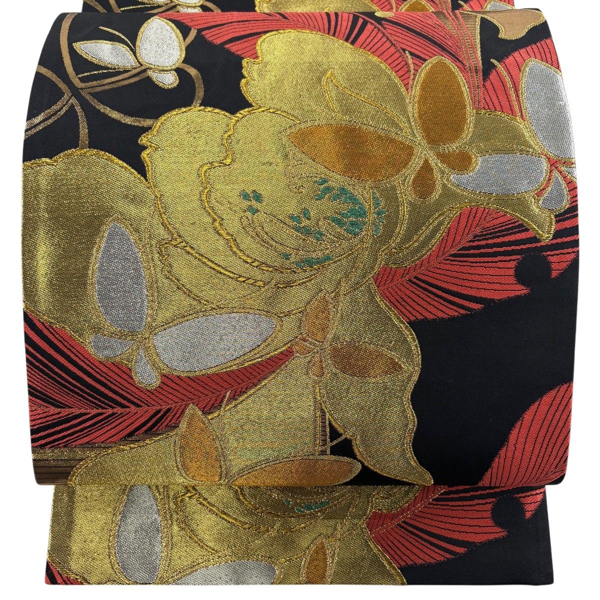 袋帯 秀品 振袖向き 蝶 草花 金銀糸 黒 六通 正絹 【中古】 - メルカリ