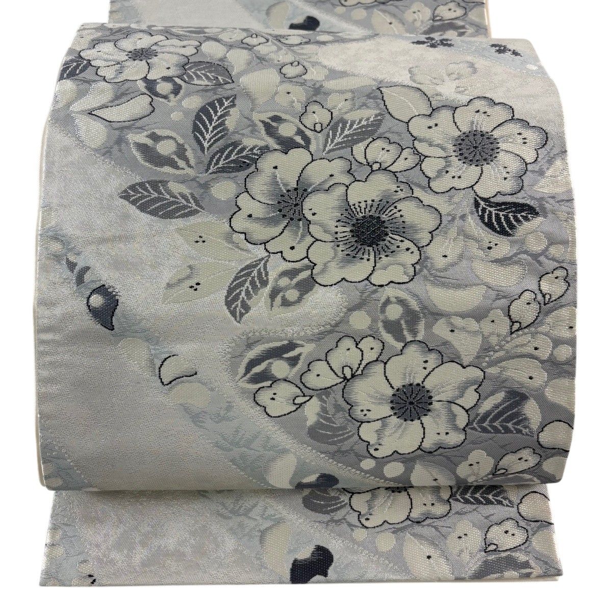 【美品】 袋帯 秀品 辻ヶ花柄 霞 箔 灰色 六通 正絹 【中古】