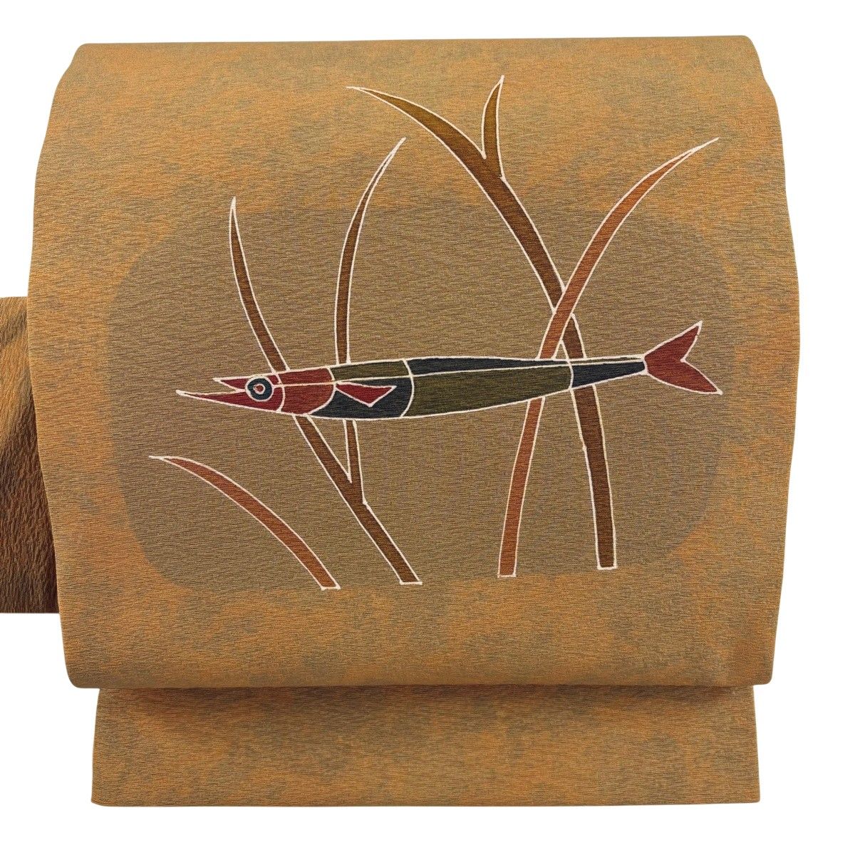 【美品】 名古屋帯 秀品 魚 茶色 正絹 【中古】