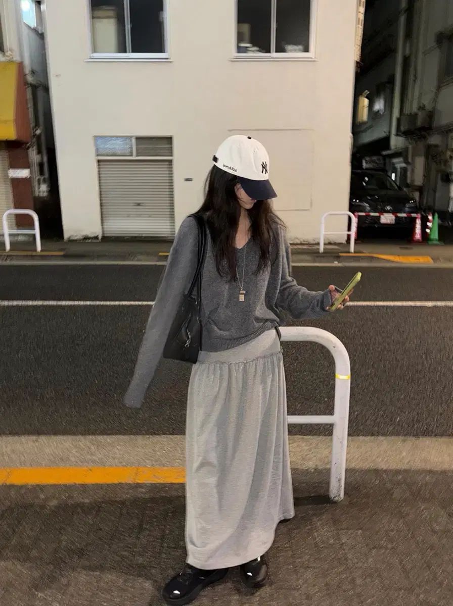 LOVEバイムード テラ シャーリング スカート グレー+チャコール