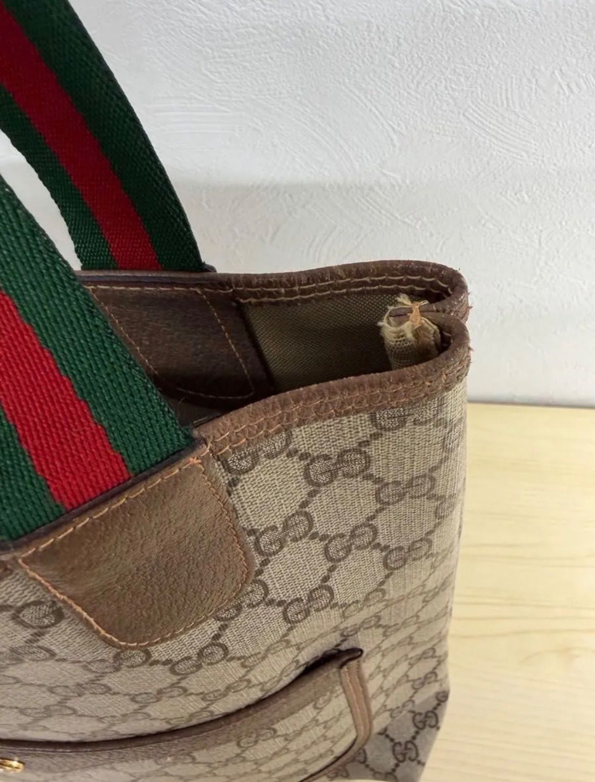 GUCCI オールドグッチ シェリーライン GG柄 トートバッグ PVC レザー
