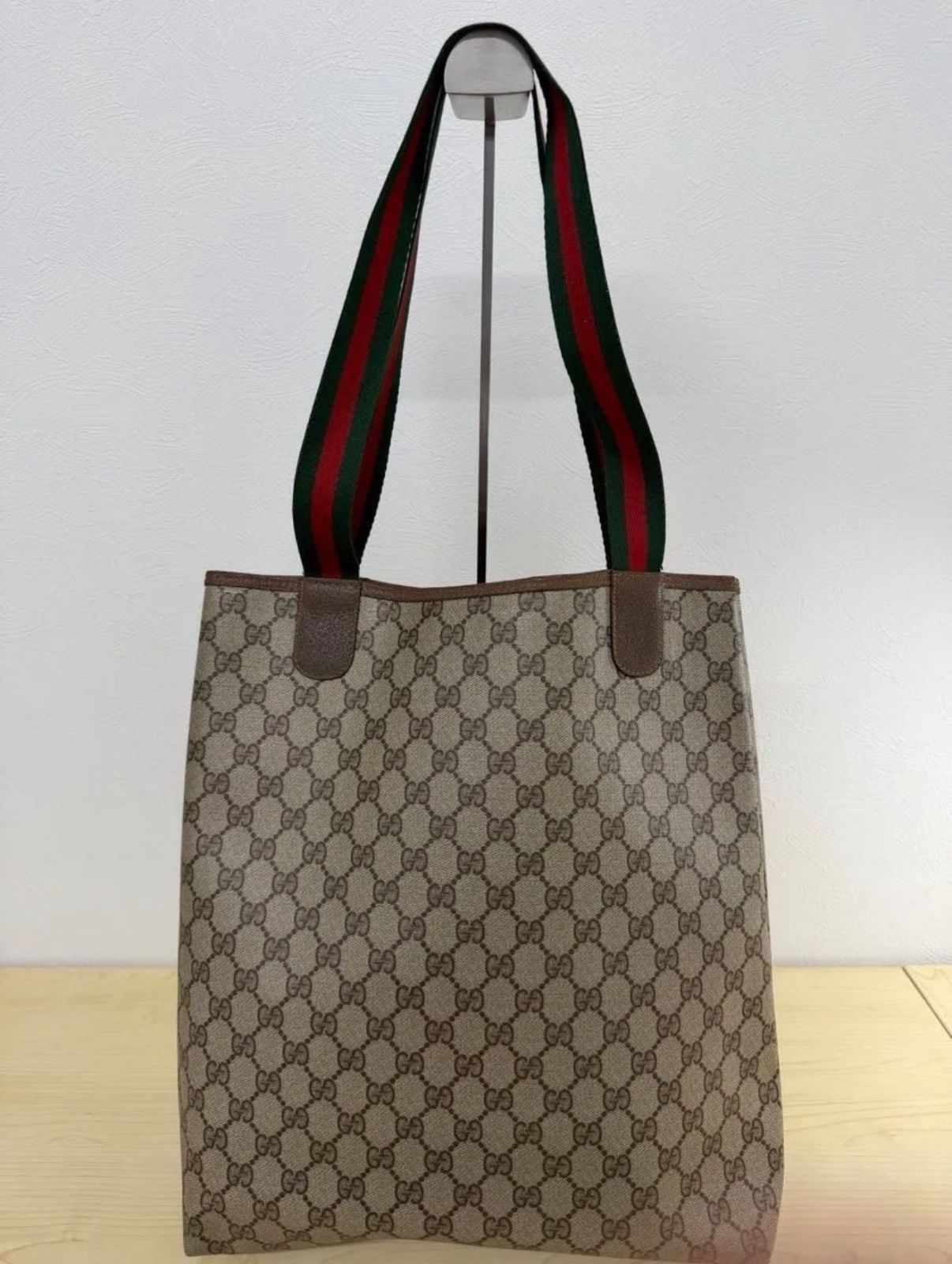 GUCCI オールドグッチ シェリーライン GG柄 トートバッグ PVC レザー