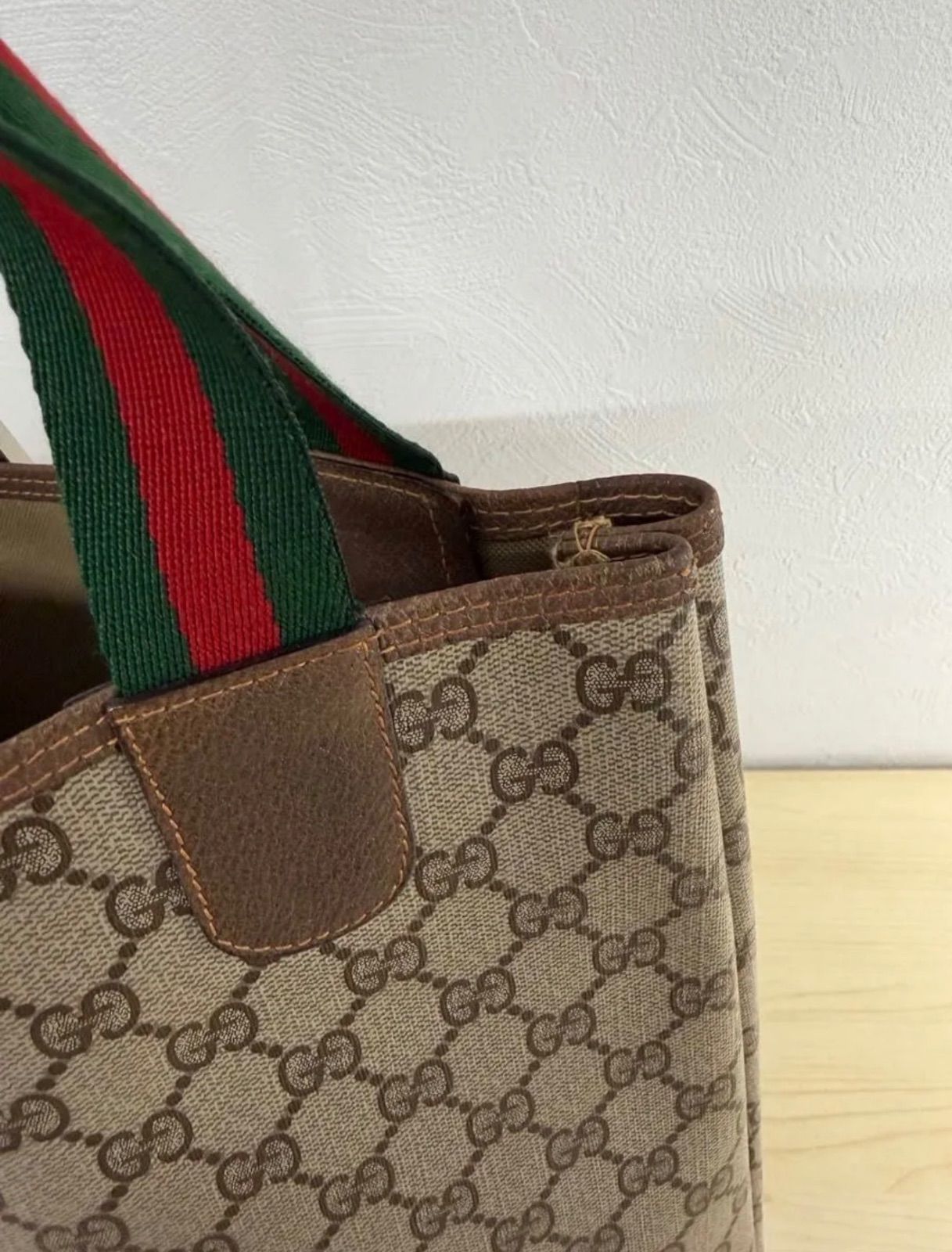 GUCCI オールドグッチ シェリーライン GG柄 トートバッグ PVC レザー