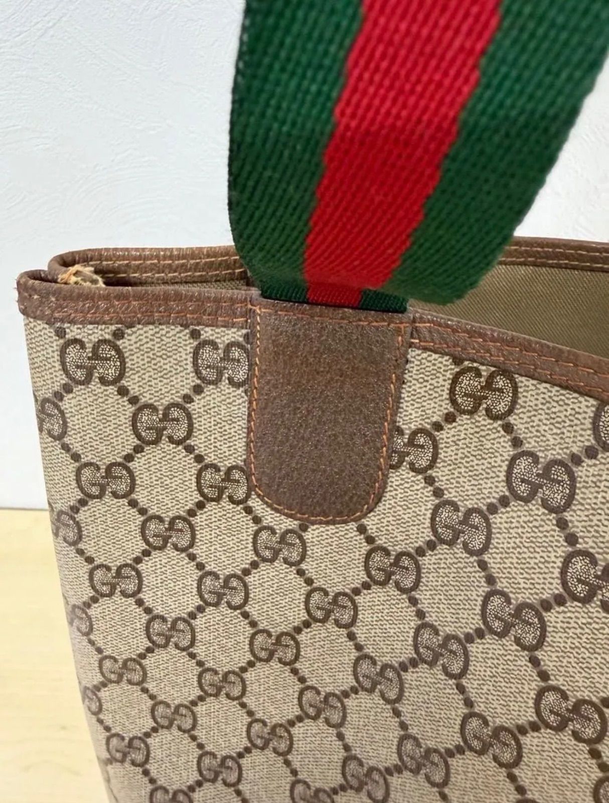 GUCCI オールドグッチ シェリーライン GG柄 トートバッグ PVC レザー