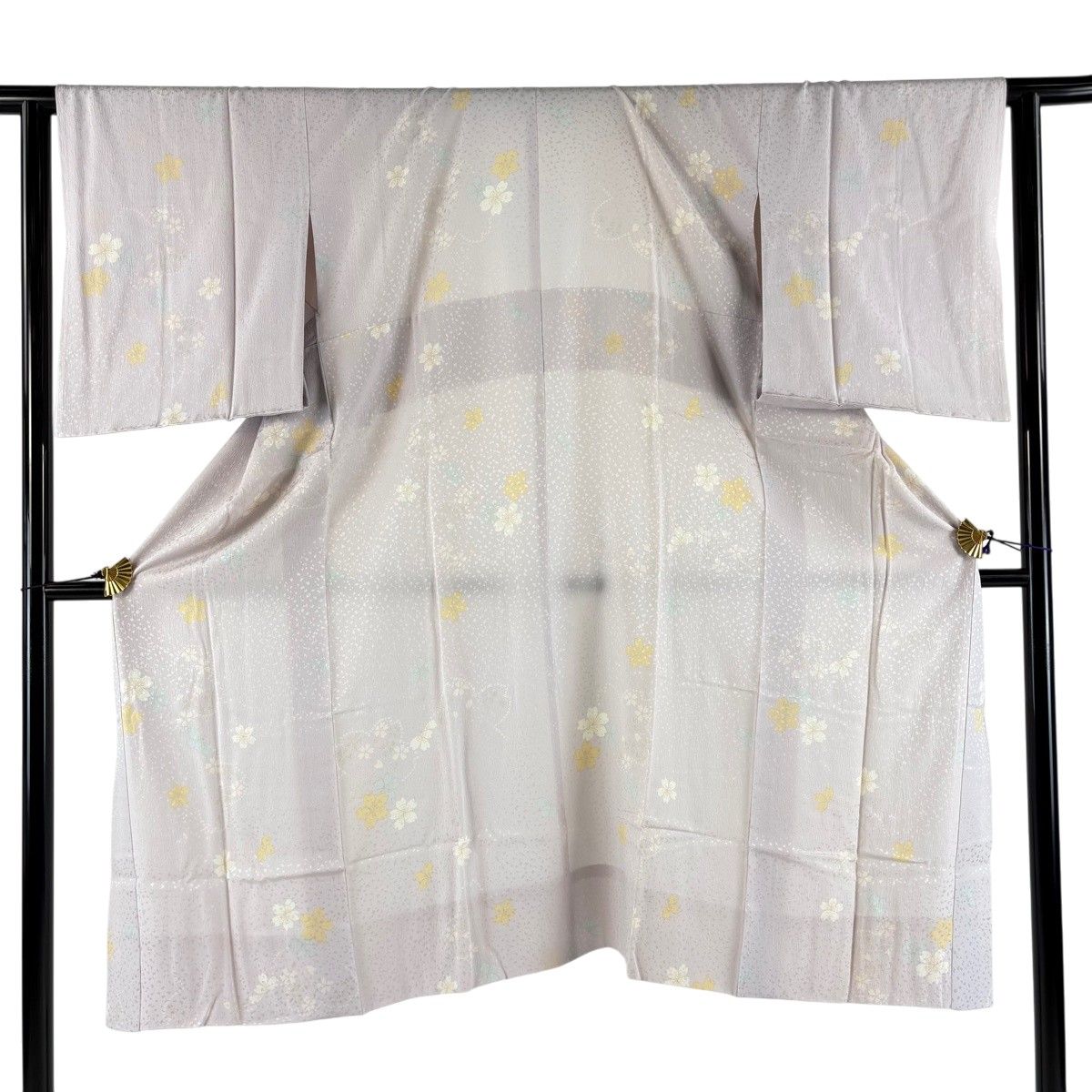 長襦袢 身丈126cm 裄丈63.5cm S 桜 地紋 薄紫 正絹 秀品 【中古】