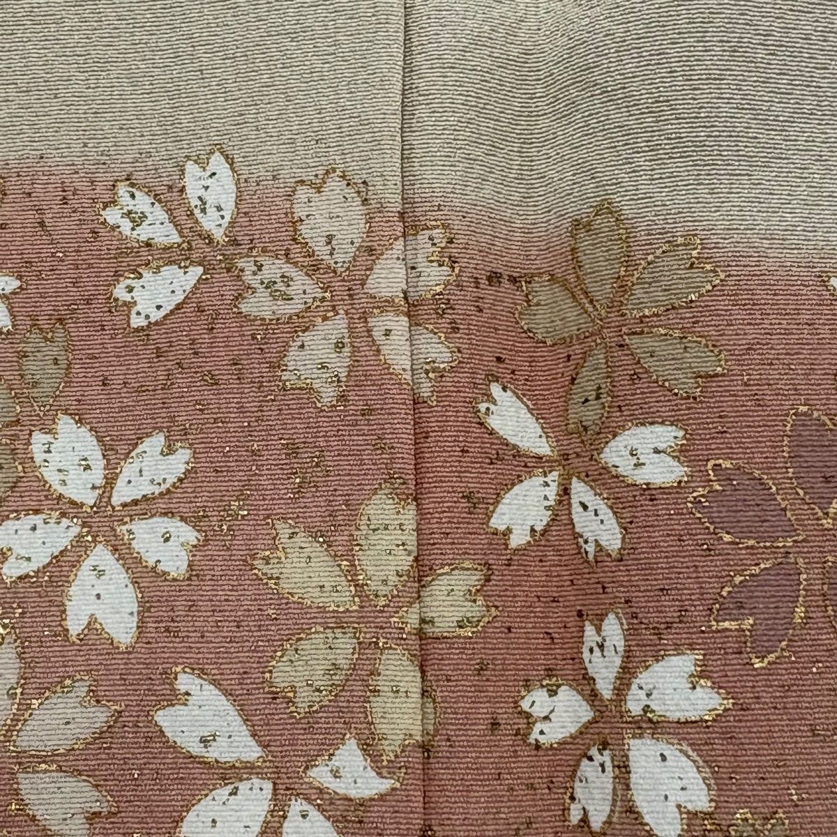 訪問着 身丈160cm 裄丈64.5cm M 袷 落款 桜 梅 金彩 ぼかし 薄茶色
