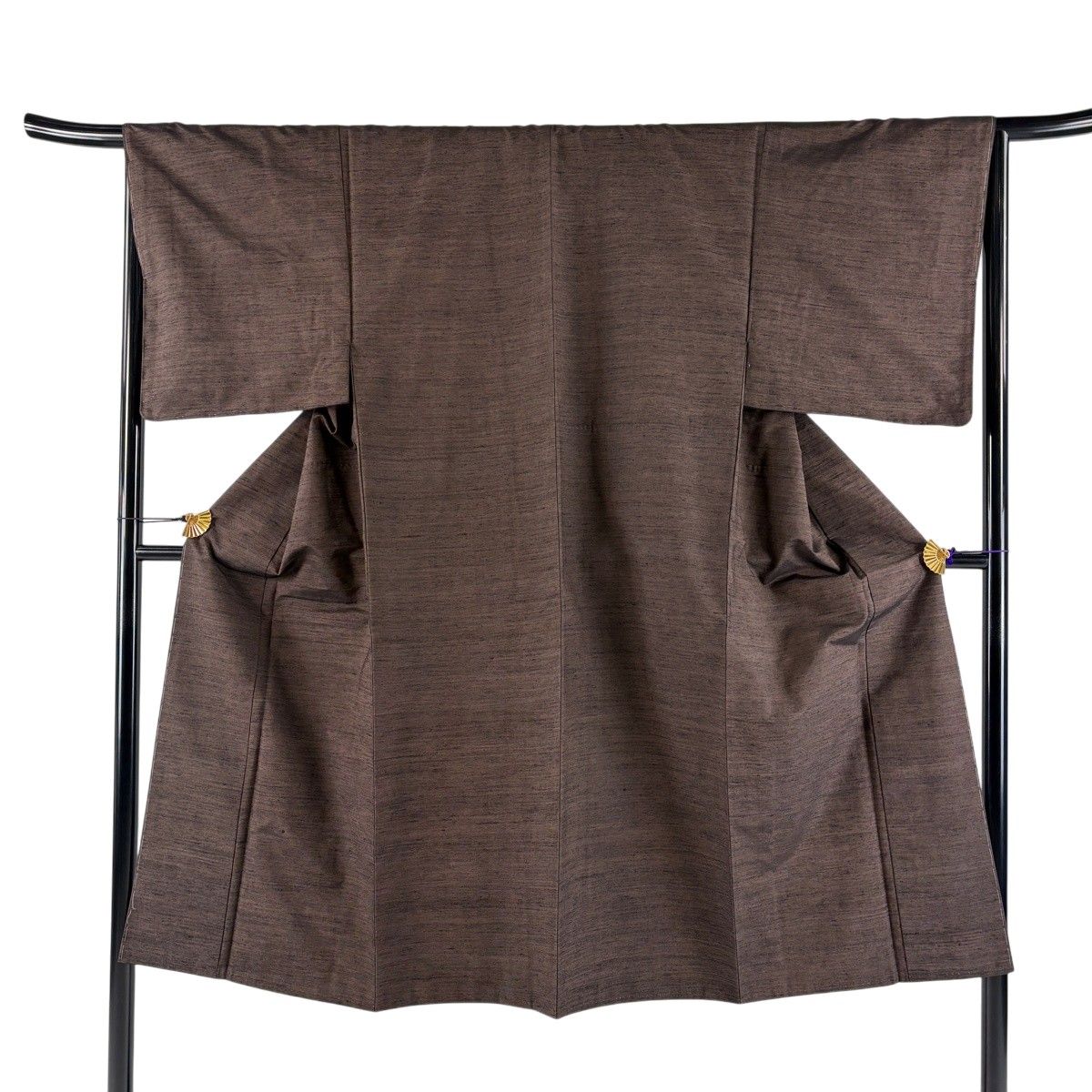 男着物 身丈138cm 裄丈66.5cm S 袷 紬 焦茶色 正絹 秀品 【中古】