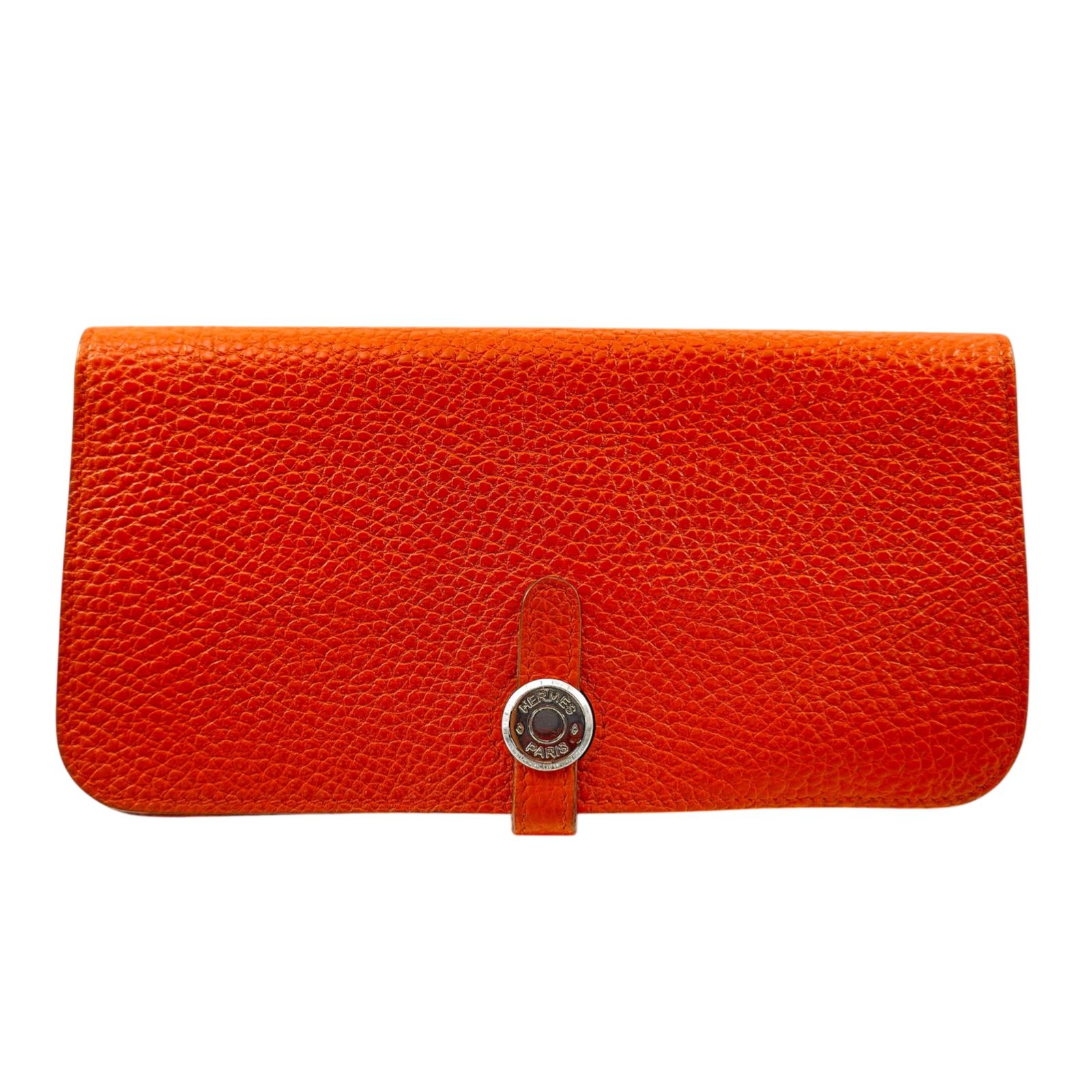 【極美品 Aランク】HERMES エルメス ドゴンロング 長財布 トゴ レザー 本革 オレンジ シルバー金具 セリエボタン □N刻印 2010年製造 メンズ レディース ユニセックス 定番 人気 ウォレット ターンロック 2つ折り 確実正規品 小銭入れ独立型