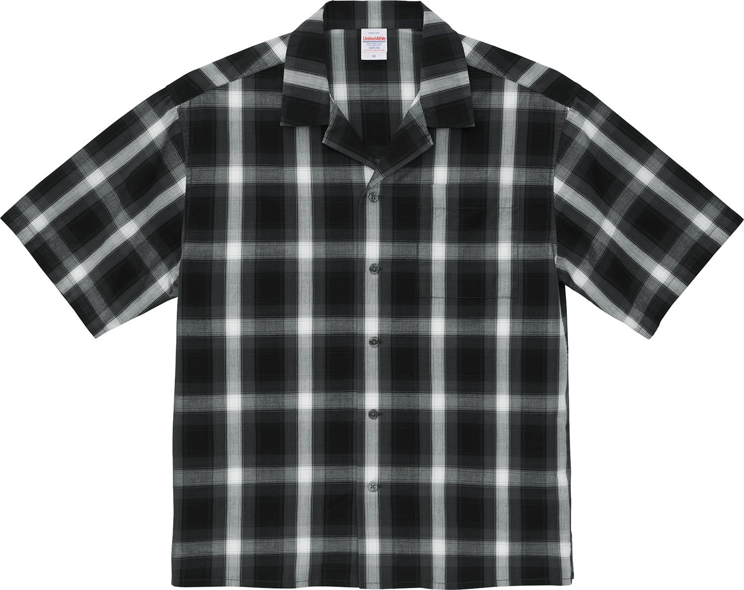 ユナイテッドアスレ UnitedAthle コットン オープンカラー ショートスリーブ シャツ 169301 2001 ブラック/ホワイト