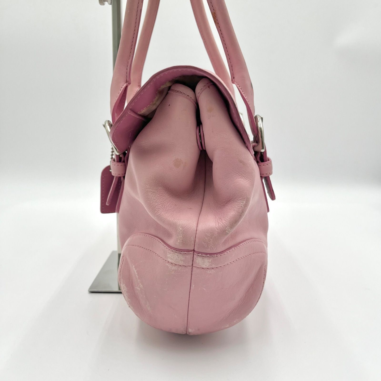 COACH ピンクレザー ハンドバッグ　フラップサッチェル レザー COACH コーチ フラップサッチェルバッグ トートバッグ ショルダー