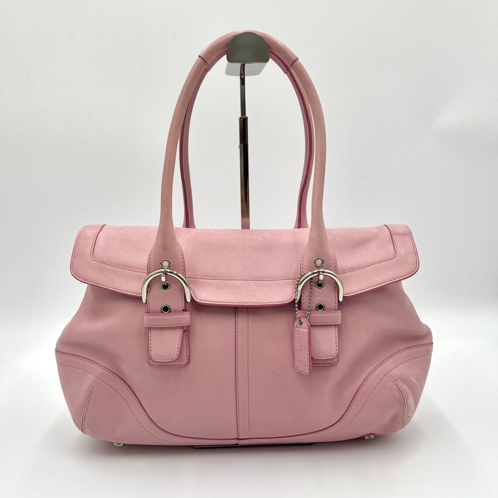 COACH ピンクレザー ハンドバッグ　フラップサッチェル レザー COACH コーチ フラップサッチェルバッグ トートバッグ ショルダー
