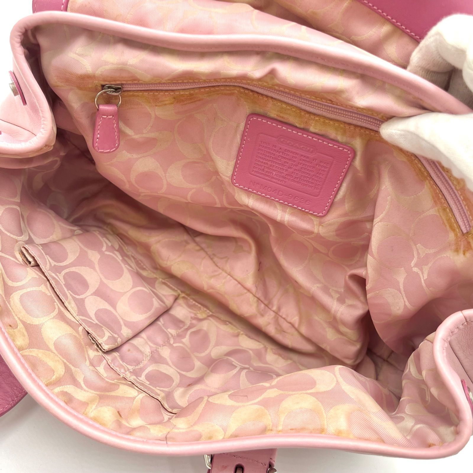 COACH ピンクレザー ハンドバッグ　フラップサッチェル レザー COACH コーチ フラップサッチェルバッグ トートバッグ ショルダー