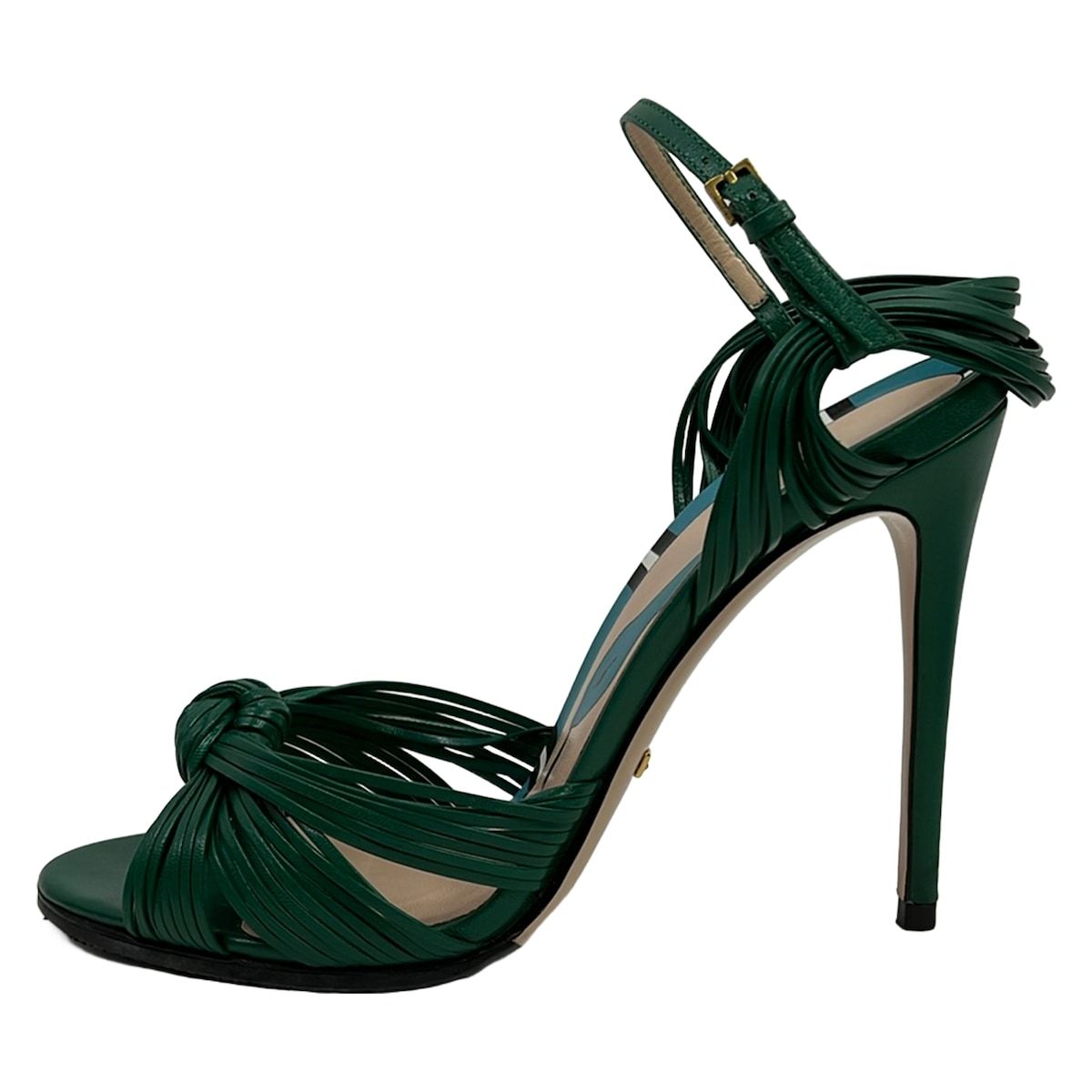 GUCCI(グッチ) ミュール 37 EEEE レディース - グリーン レザー