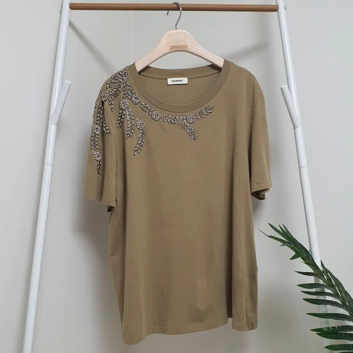 SANDRO サンドロ ビーズ装飾 半袖Tシャツ