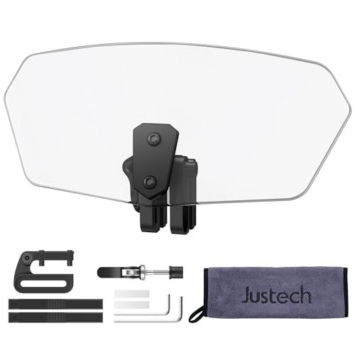 Justech スクリーン パーツ バイク 風防 風除け ABS素材 黒いブラケットオートバイ調整式フロントウィンドスクリーン ウインドシールド スポイラーエアデフレクター (透明)(沖縄・離島の方不可) 526ba0c9