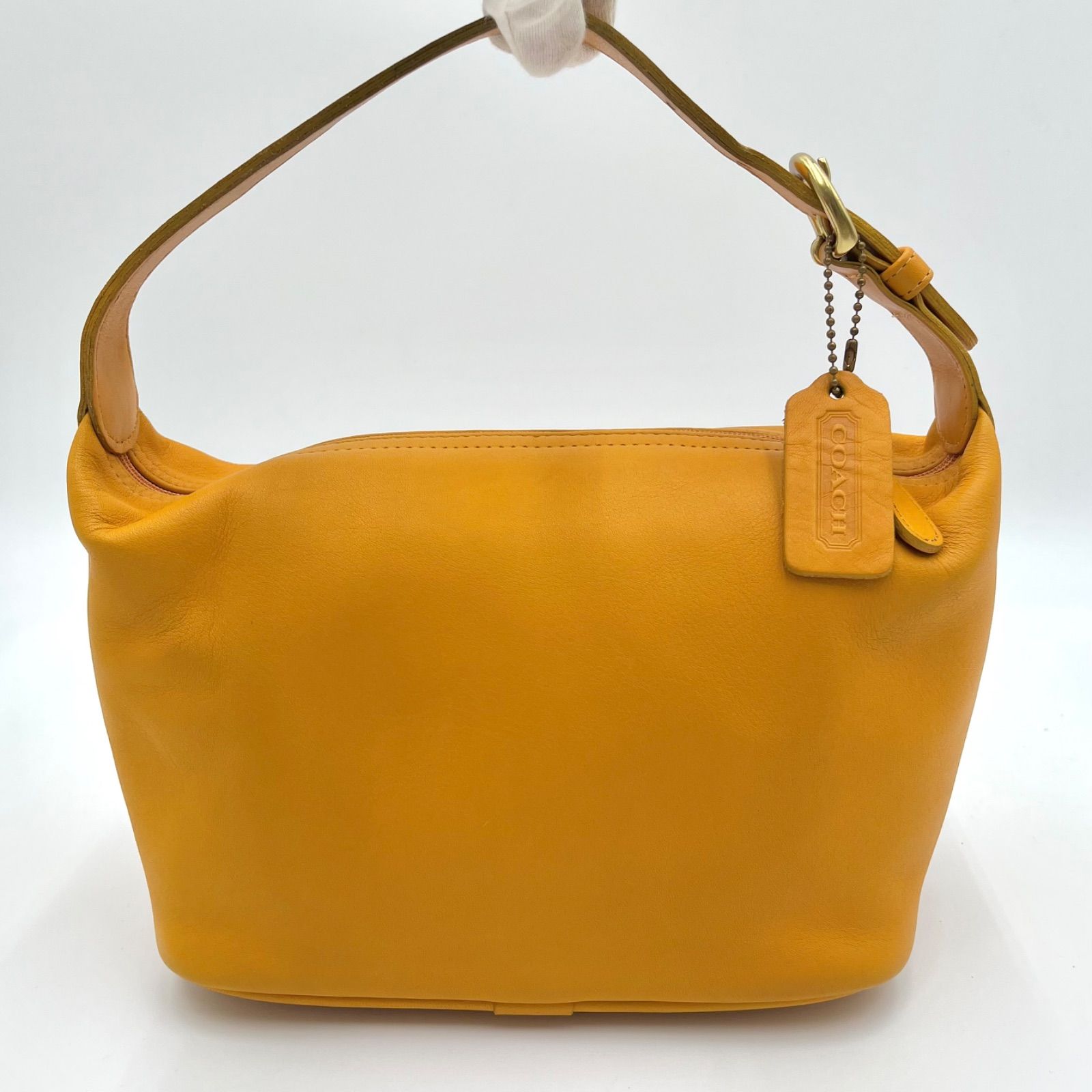 極美品◎COACH コーチ 4145 USA製 アクセサリーポーチ ハンドバッグ バニティバッグ イエロー