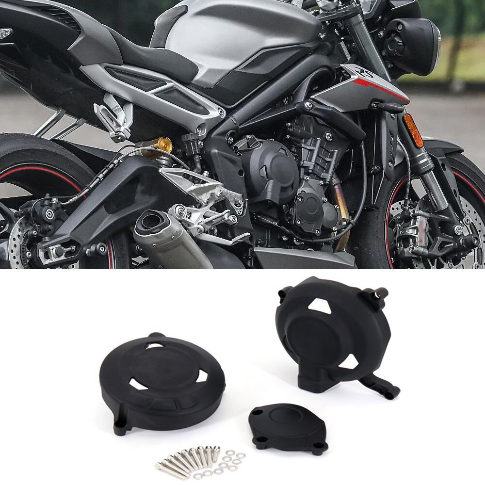 【送料無料】トライアンフ(Triumph)Daytona675R&StreetTriple765用アルミエンジンカバーブラック耐衝撃軽量高剛性ノーマル保護簡単取付ドレスアップ抜群