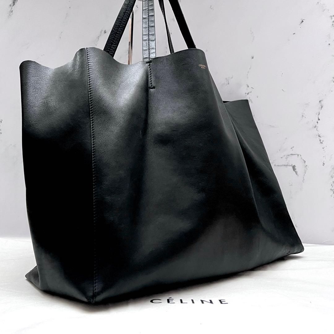 ◇レア美品◇セリーヌ　ホリゾンタルカバ　大容量トート　ブラック　レザー