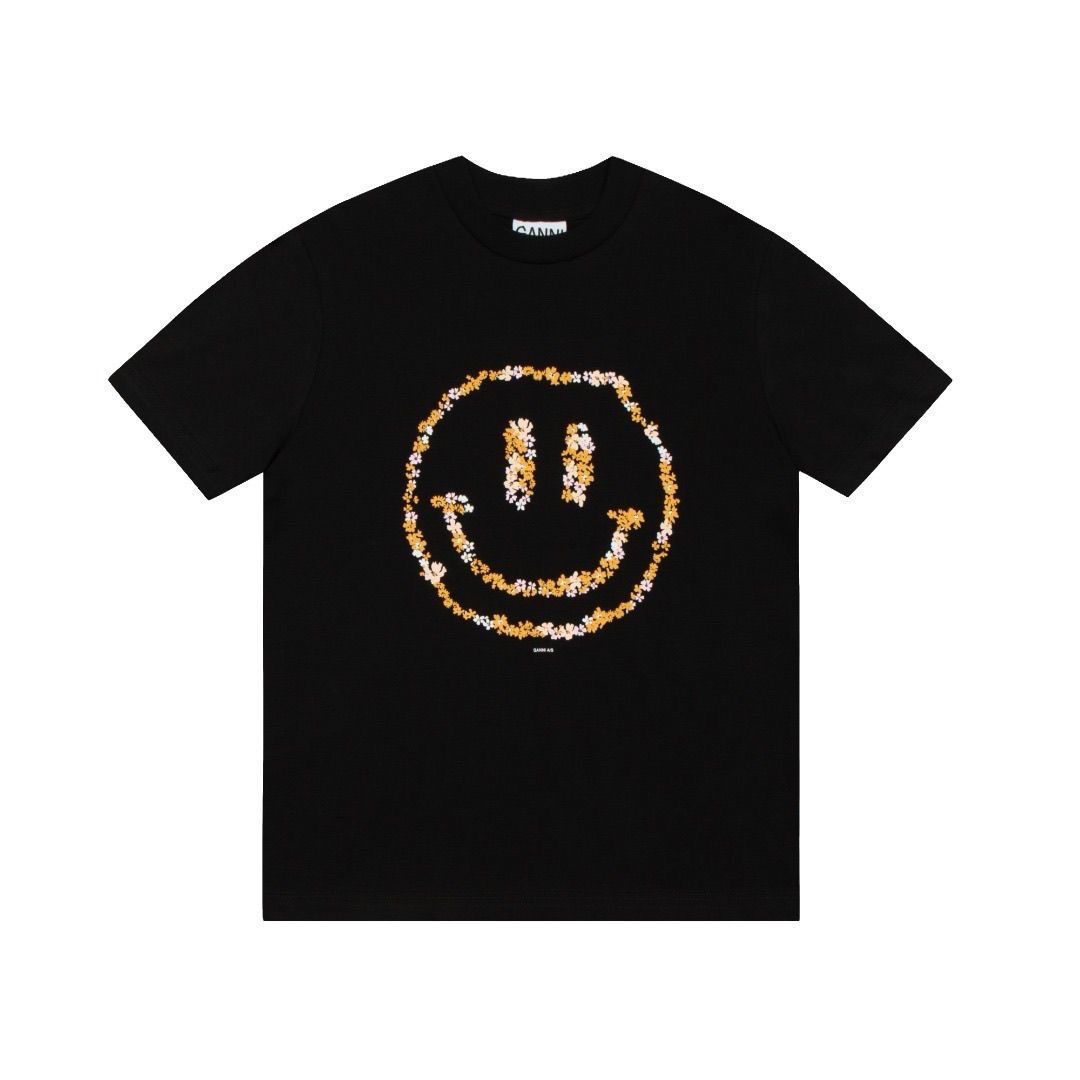 【大人気】GANNIガニー フローラルスマイルTシャツ オーガニックコットン