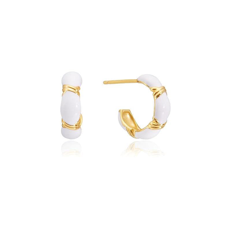 ARSIS ピアス つけっぱなし フープピアス シルバー925 金属アレルギー対応 レディース 錆びないピアス 高級エナメル 18Kゴールドコーティング かわいい オシャレ 洗練 オリジナルデザイン バレンタイン 記念日 誕生日 クリスマス プレゼント 女性