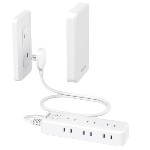 Mscien エムサイン コンセントカバー 電源タップ 9個口 1m 延長コード 雷ガード 薄型 赤ちゃん 子供保護 二重プラグ固定 取り外し可能 一括スイッチ 壁掛け 配線保護t