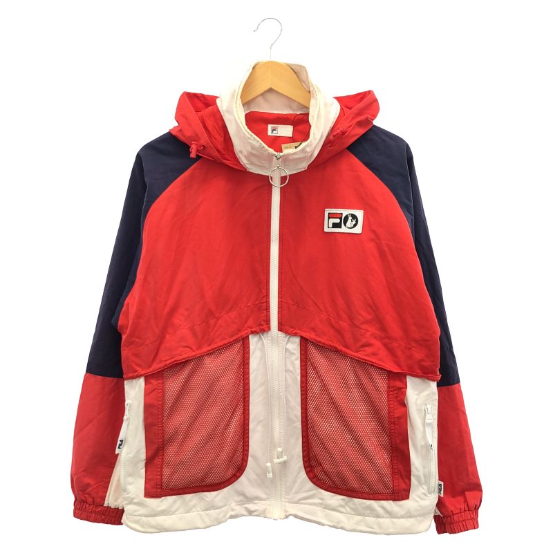 【中古】#FR2×FILA ナイロンジャケット サイズS レッド △首回り汚れ フィラ エフアールツー[19]