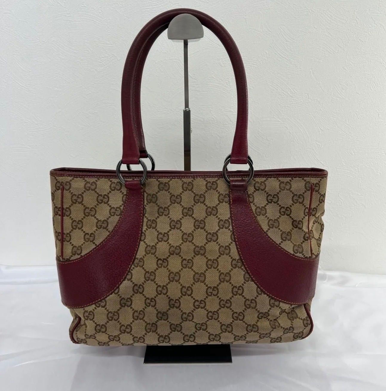 【美品】GUCCI グッチ GGキャンバス トートバッグ ボルドー 113019 GUCCI グッチ GGキャンバス トートバッグ ベージュ ボルドー GG柄