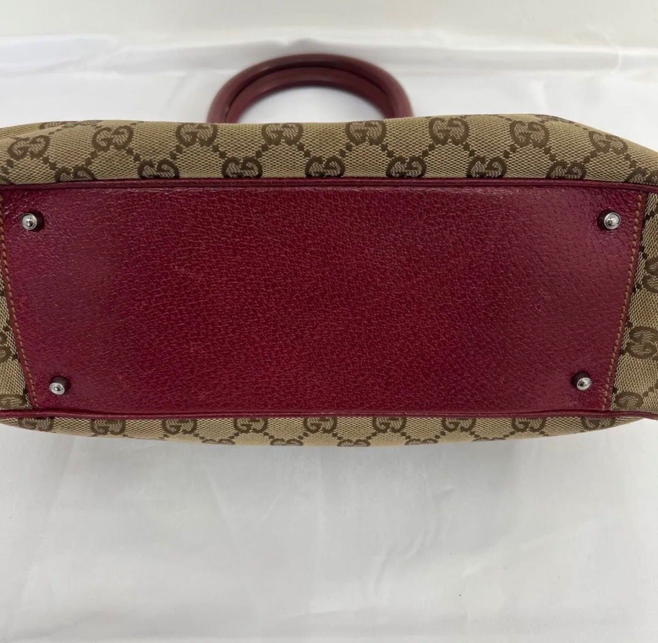 GUCCI グッチ GGキャンバス トートバッグ ベージュ ボルドー GG柄 