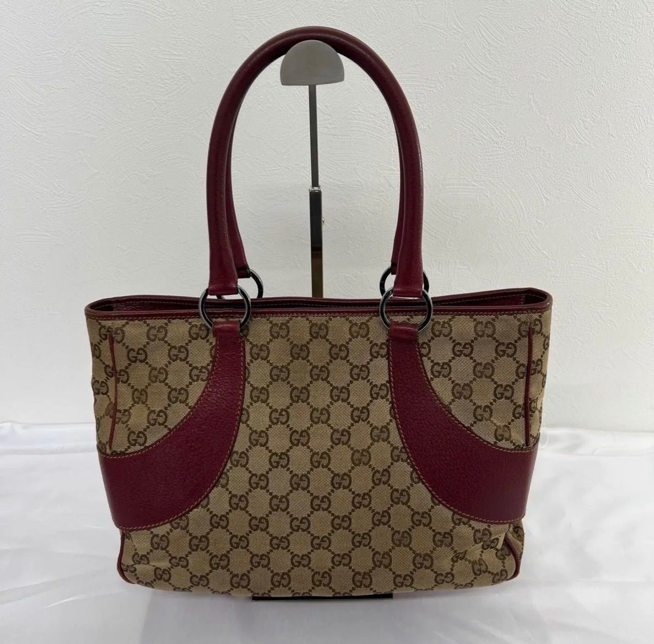 GUCCI グッチ GGキャンバス トートバッグ ベージュ ボルドー GG柄