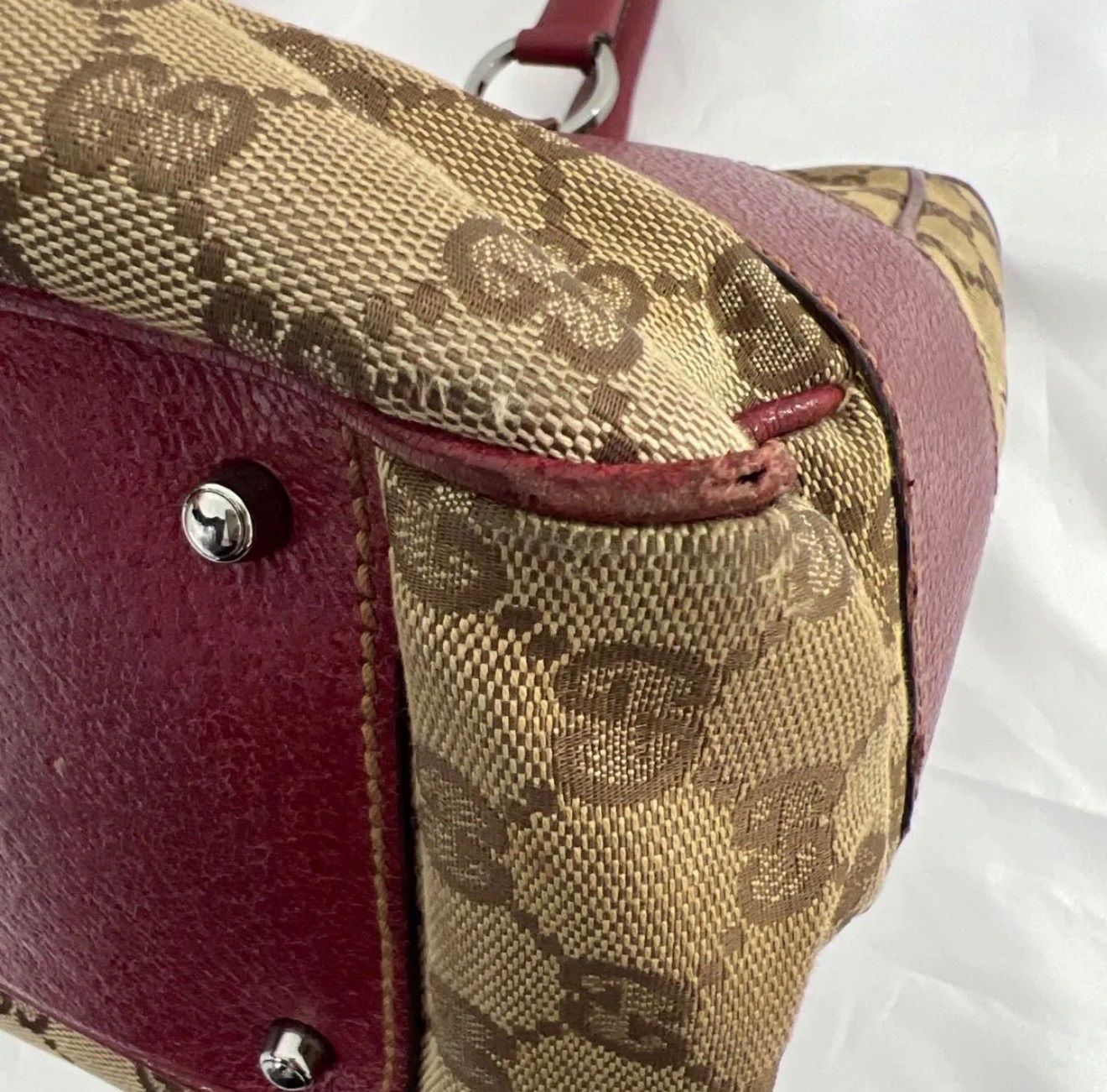 GUCCI グッチ GGキャンバス トートバッグ ベージュ ボルドー GG柄 