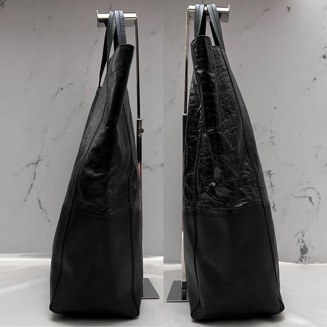 ◇レア極美品◇セリーヌ　ホリゾンタルカバ　大容量トート　縦長　レザー×パテント