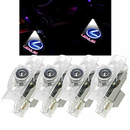 車用ドアランプ カーテシランプ ロゴ 4個セット 工具付 ドアウェルカムライト カーテシライト LEDロゴ投影 LS ES IS LX RX GS UX NXシリーズ カーテシ 角度調整機能付き for レクサス Blue 国内発送