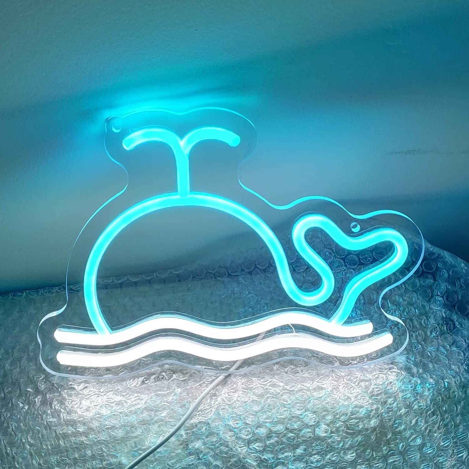 ネオンサイン - 28×20CM かわいいクジラのネオンサイン、LED ネオンサイン 店舗装飾サイン 寝室の装飾 壁掛けサイン アート壁の装飾 ブルーネオン 誕生日プレゼント 女の子 男の子 パーティー 休日の装飾 国内発送