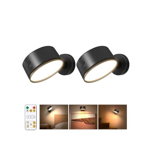 スポットライト2個 LED ブラケットライト 工事不要 Type-C充電式 5000mAh ウォールライト 360度角度調節可能 コードレス 間接照明 おしゃれ 壁 ライト 3色切替 無段階調光 リモコン付き 壁掛け 省エネ 高輝度 取付簡単 寝室 国内発送