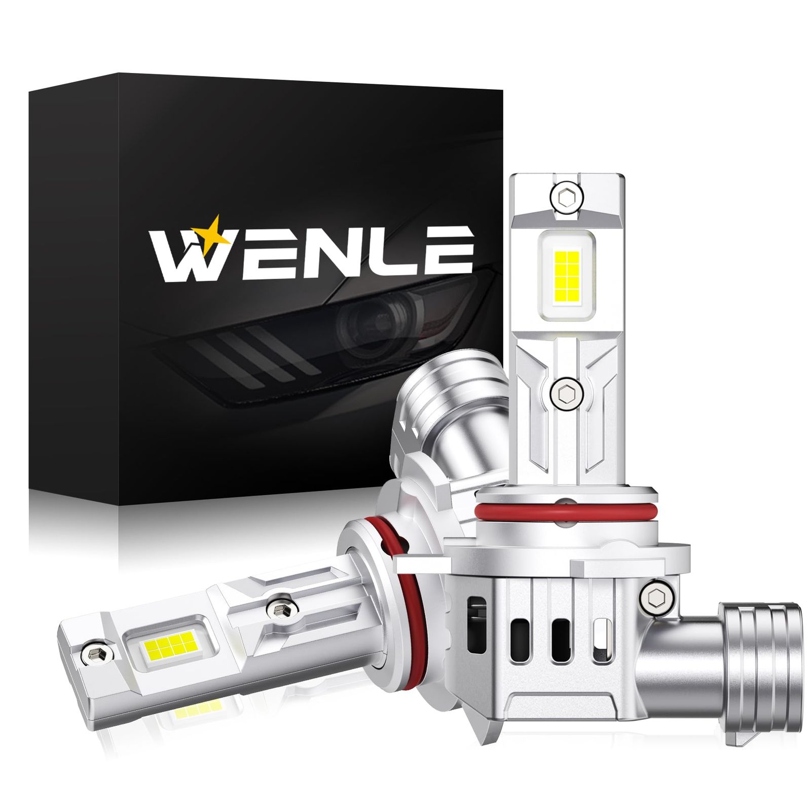 『業界最ちっちゃ！』WENLE(ウエンレ) HIR2 led ヘッドライト バルブ 新車検対応 8倍明るさUP 爆光 60W(30W*2) ホワイト 6000K DC12V車対応 定電流回路搭載 長寿命 静音冷却ファン付け 放熱性 瞬間起動 ノイズな ...