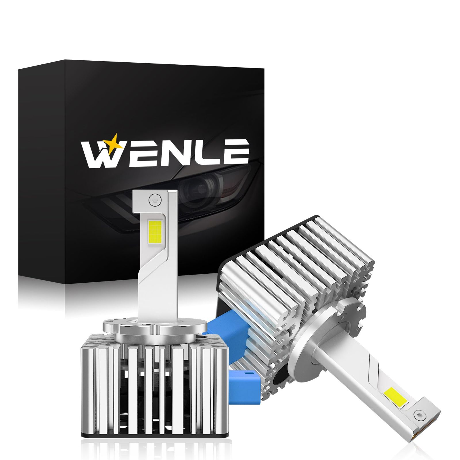 WENLE 新規 HIDを超えるLED ! D8S LEDヘッドライト バルブ 新車検対応 一体化 キャンセラー内蔵 ホワイト6500K 配線レス 加工不要 ノイズ対策 アダプティブ干渉無し 純正HIDバラスト接続 国産車/輸入車対応 左右分2本入り