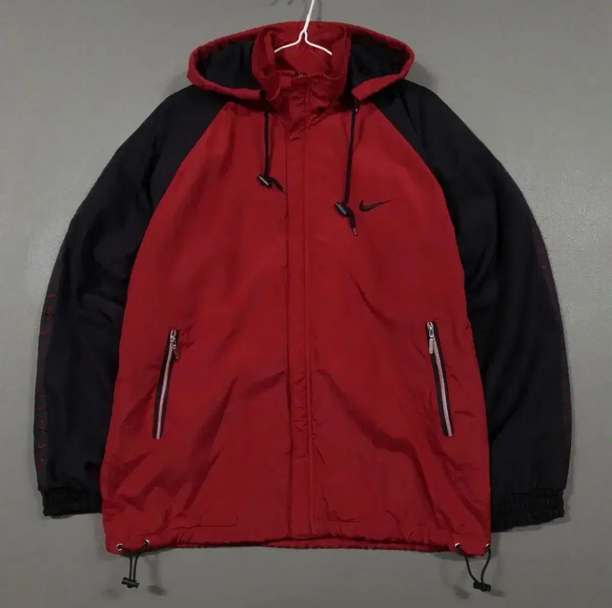 90s NIKE バーガンディ レッド オールドスクール ウィンドブレーカー フード ジャケット M