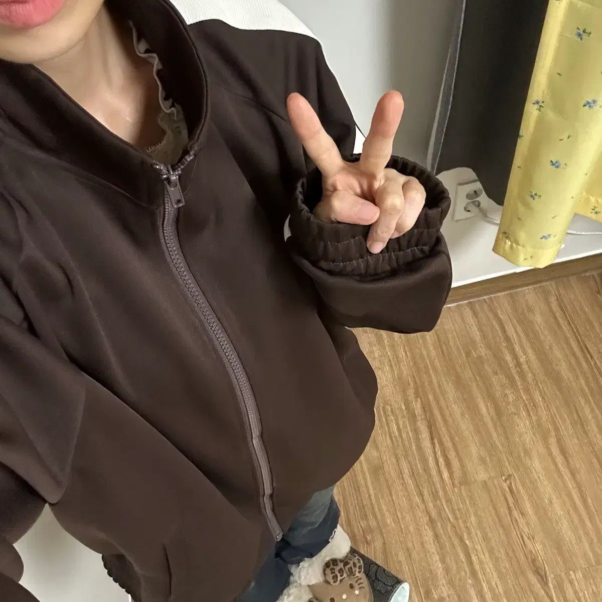 ヴィンテージ ブラウン ジップアップ ジャケット 姉ギャル ギークシック ゴシック グランジ ブロークコア NewJeans