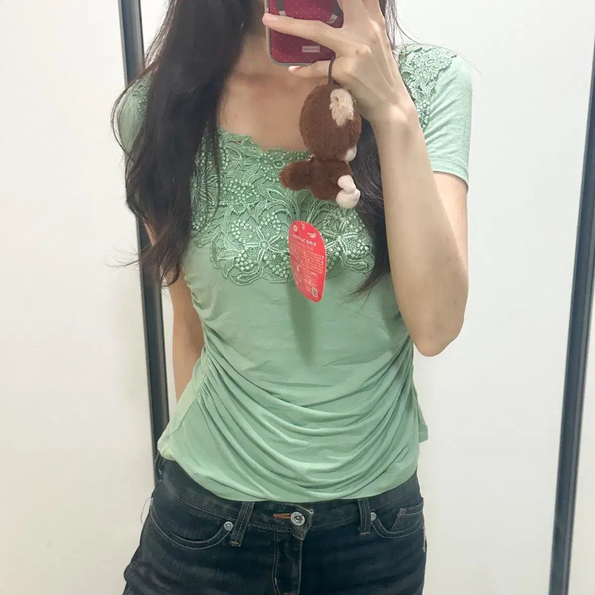 ヴィンテージ グリーン フラワー シャーリング Tシャツ 姫ギャル ロギャル ラテ 森ガール スナ系 日本ブランド