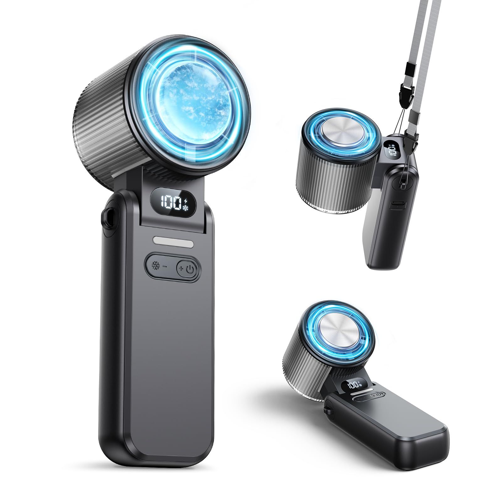 ☆新品☆【業界最大最強冷却面積&体感-30℃鋭い冷たさ】ハンディファン 冷却プレート 静音15dB 8000mAh大容量 最大冷房4H 20H稼働 小型扇風機 ハンディファン 強力 4way手持ち/首掛け/卓上/腰掛け USB充電式 携帯扇風 0263fbda