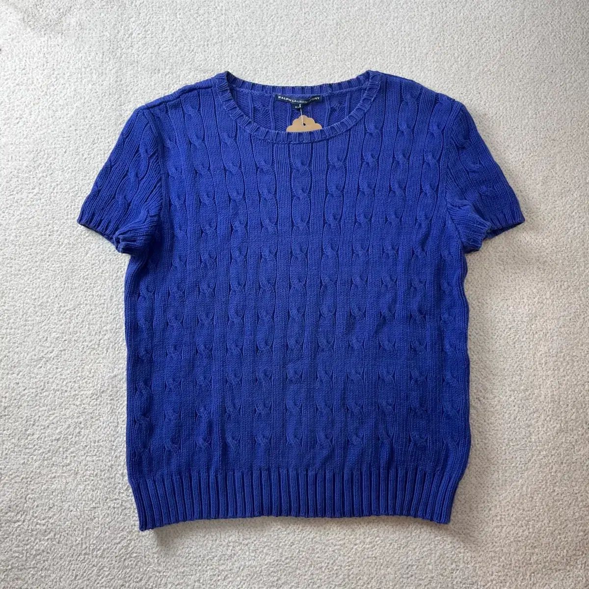W95 POLO RALPH LAUREN ケーブル編み コットン 半袖ニット