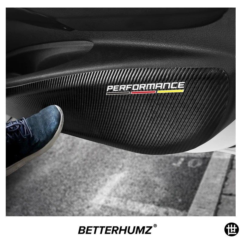 BMW E90 F10 F30 F20 F34 F07 X3 F25 X5 F15 E70 X1 E84用カーボンPVC製カードアアンチキックパッドステッカーフィルム4枚セット