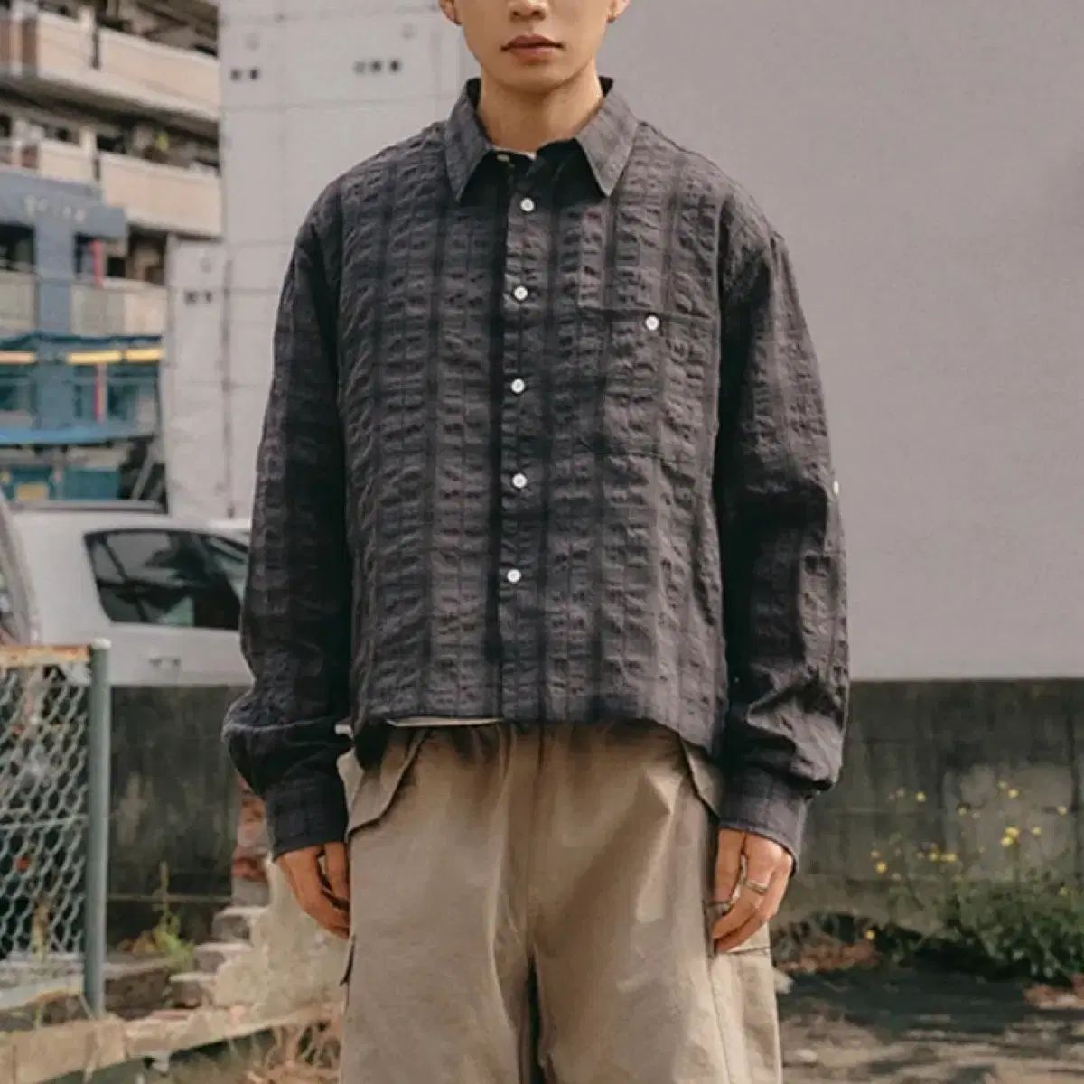 (新品)ゼロ クロップド チェックシャツ L